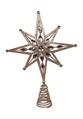 11-Inch Un-Lit Gold Glittered Jeweled Star Treetop