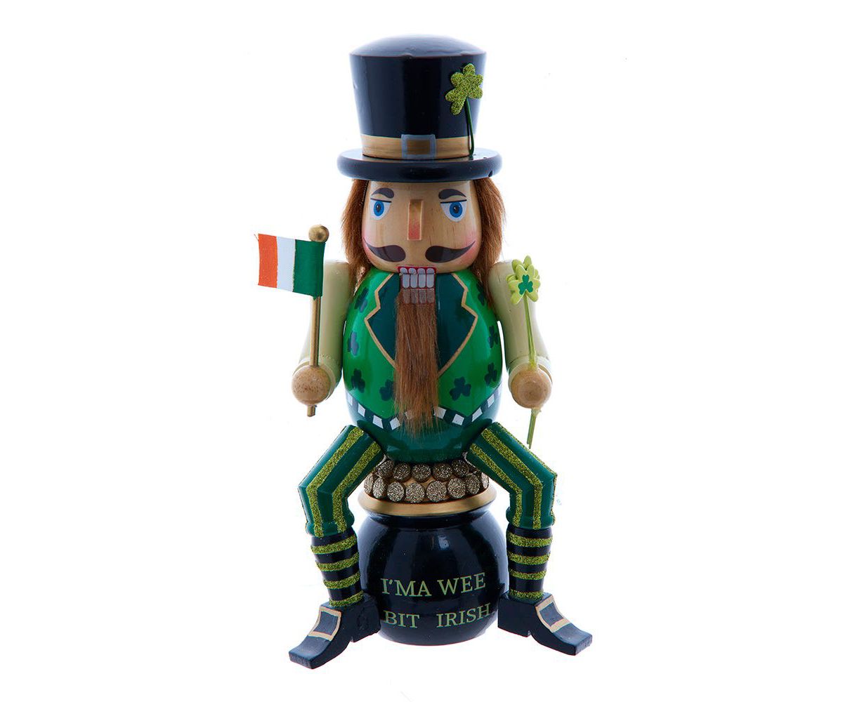 12-Inch Wooden -InchI-Footm A Wee Bit Irish-Inch Nutcracker on Pot O-Foot Gold