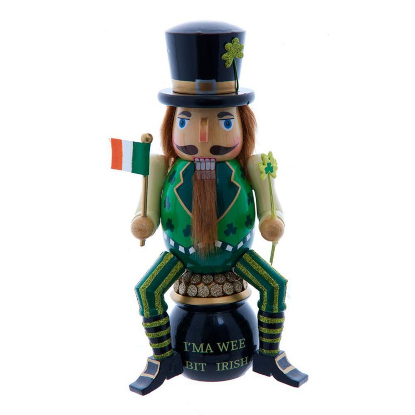 12-Inch Wooden -InchI-Footm A Wee Bit Irish-Inch Nutcracker on Pot O-Foot Gold