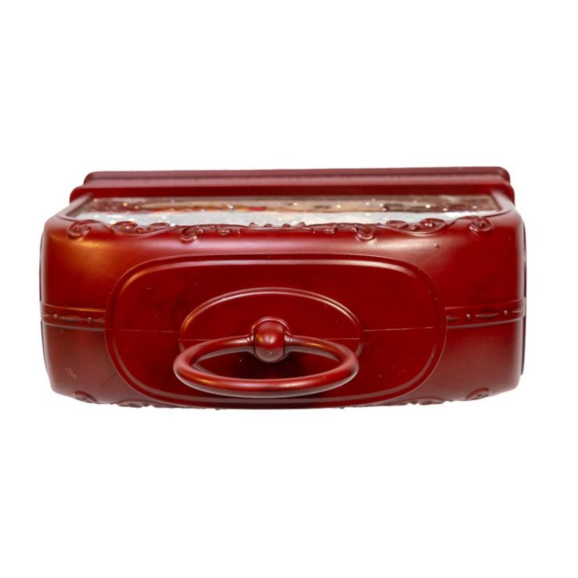 6.5-Inch Battery Operated USB LED Lighted Santa on Sleigh Lantern with Spinning Glitter Water