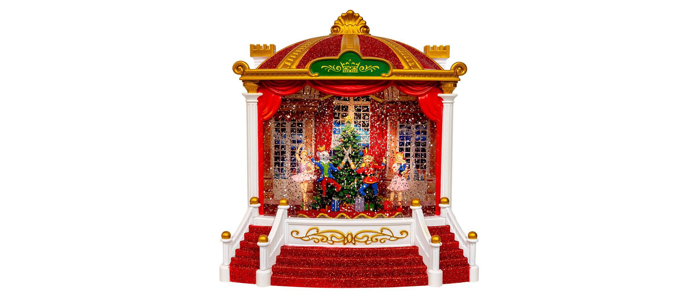 9.25-Inch Battery Operated USB LED Lighted Ballet Theater Lantern with Spinning Glitter Water