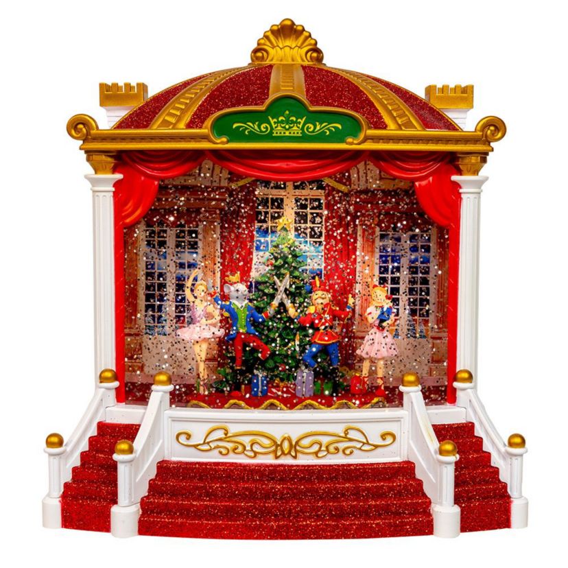 9.25-Inch Battery Operated USB LED Lighted Ballet Theater Lantern with Spinning Glitter Water