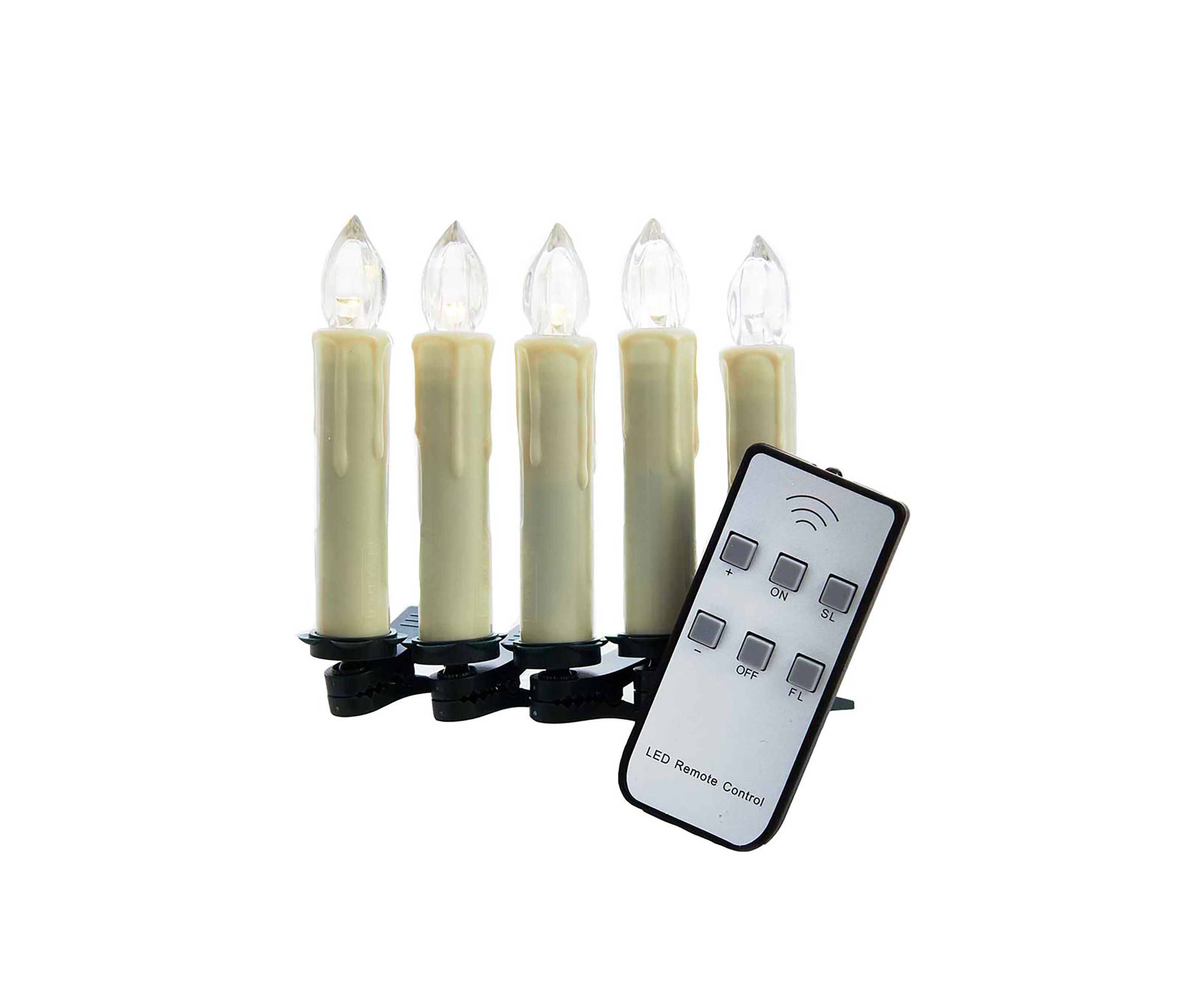 Battery-Operated 5-Light Flicker Warm White LED Candle Light Set