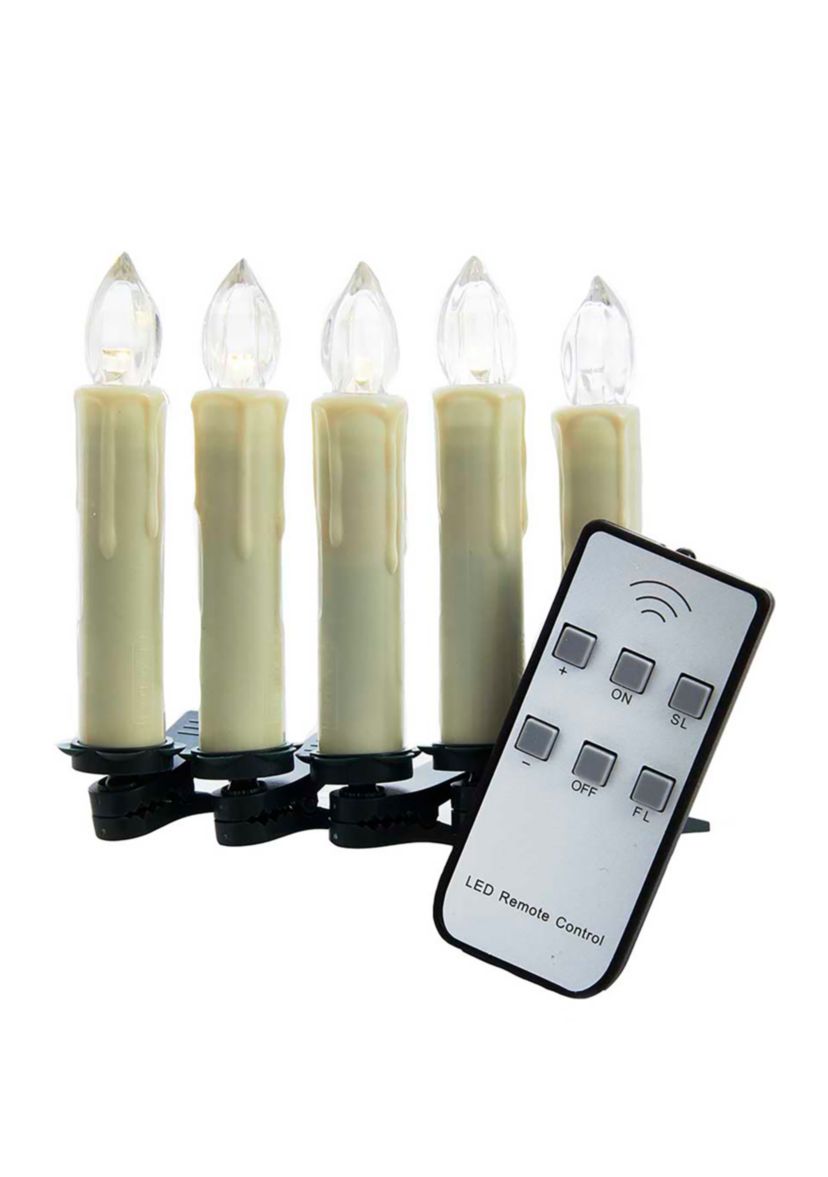 Battery-Operated 5-Light Flicker Warm White LED Candle Light Set