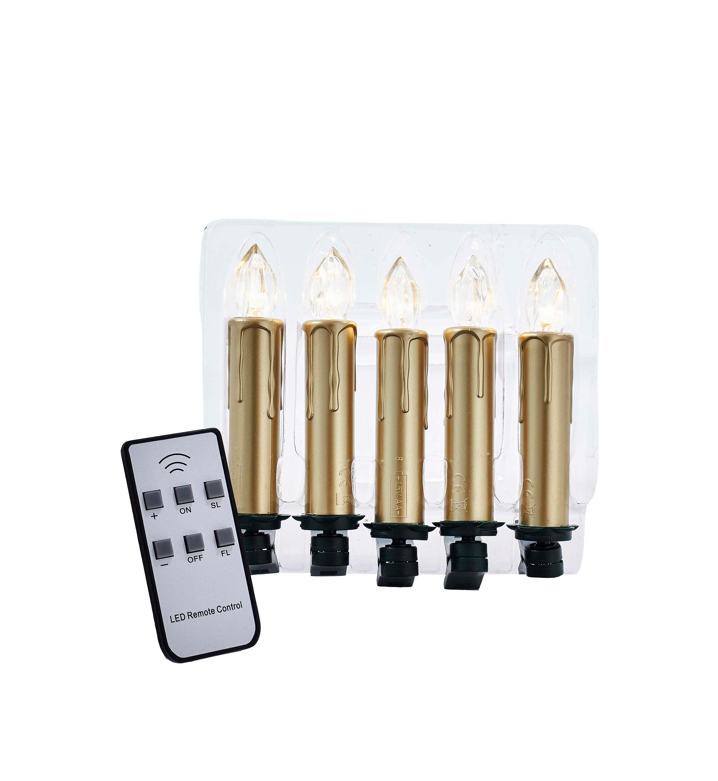 Battery-Operated Taper LED Candle with Clips