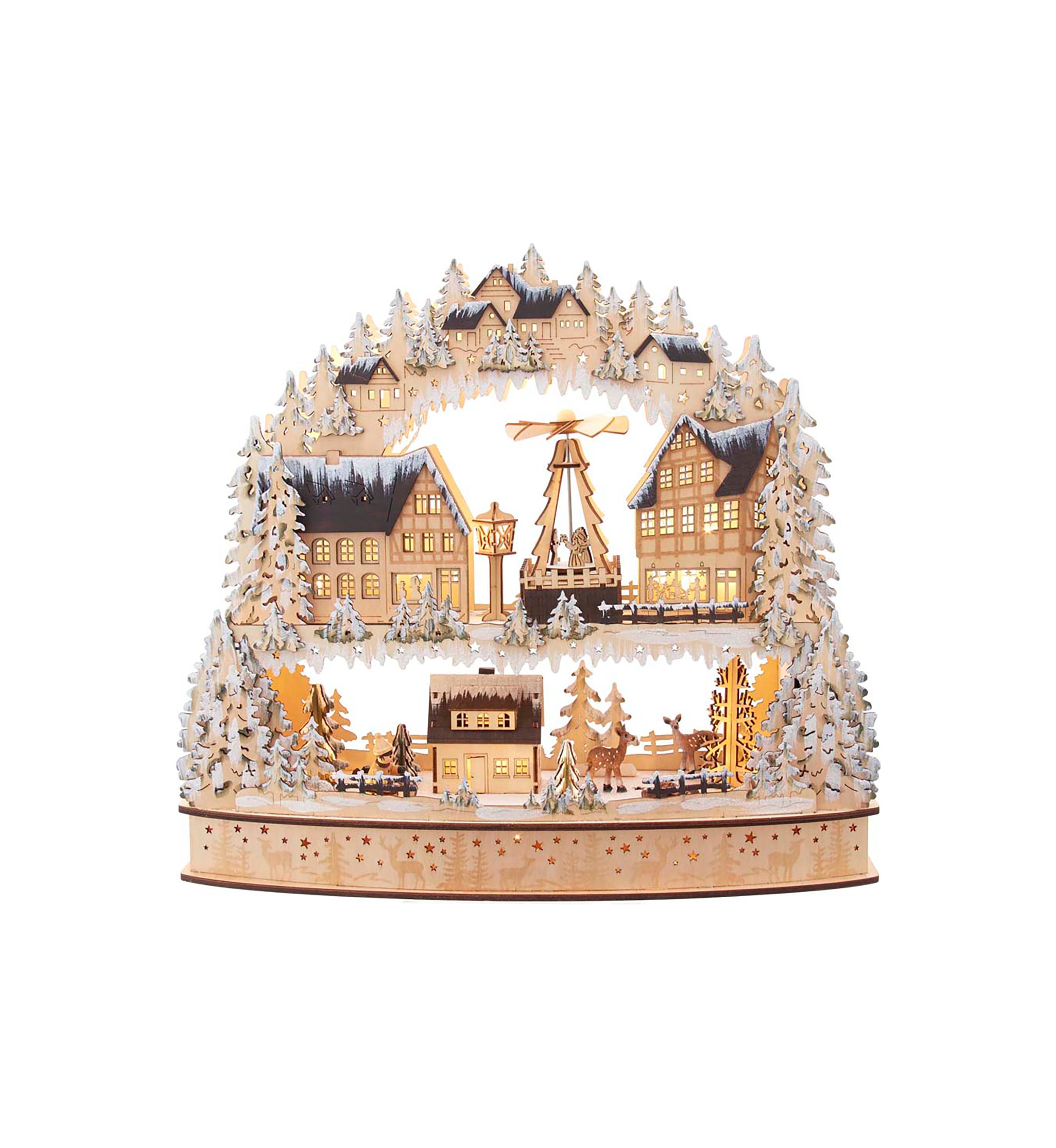 Light Up Wooden Village with Motion