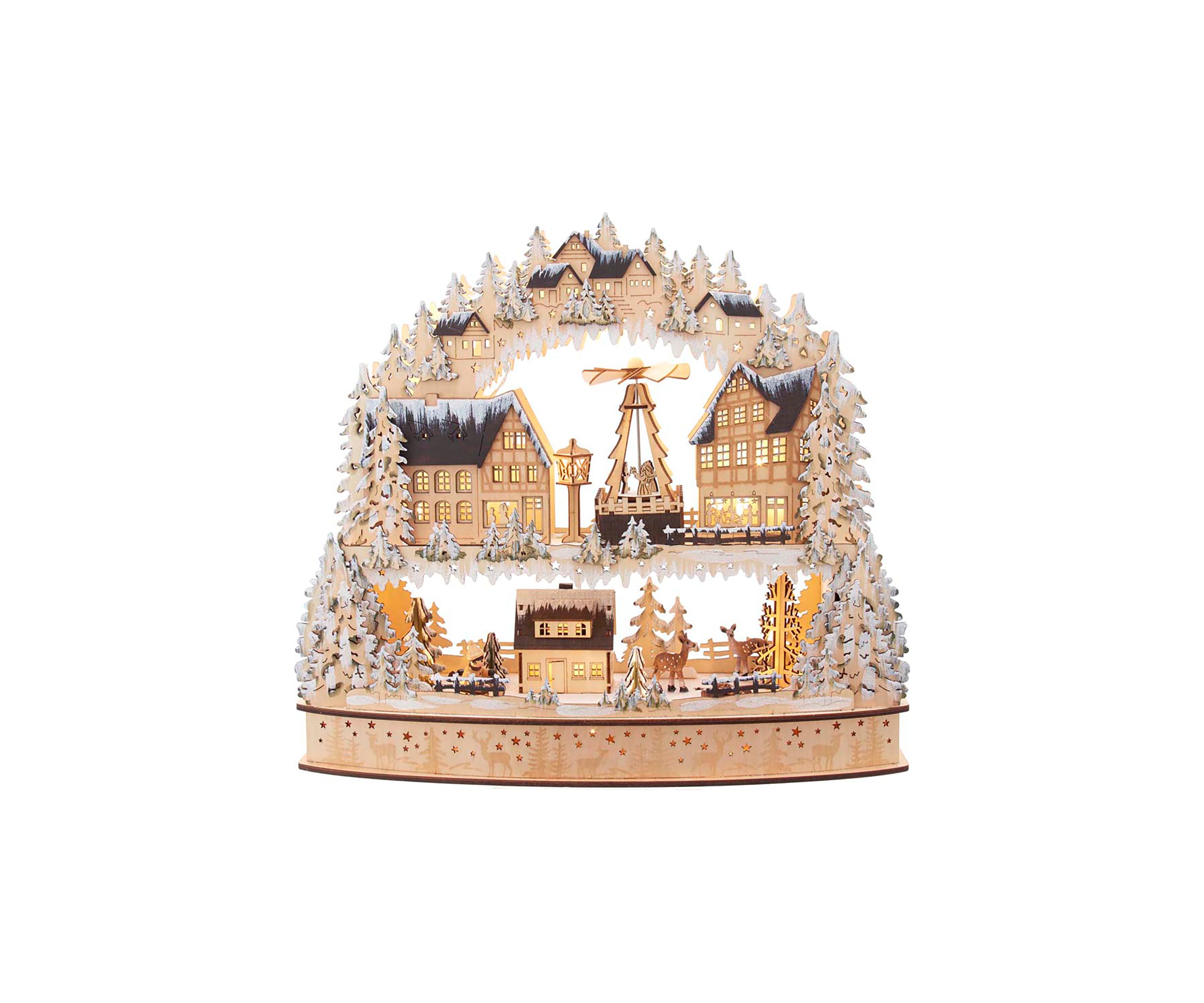 Light Up Wooden Village with Motion