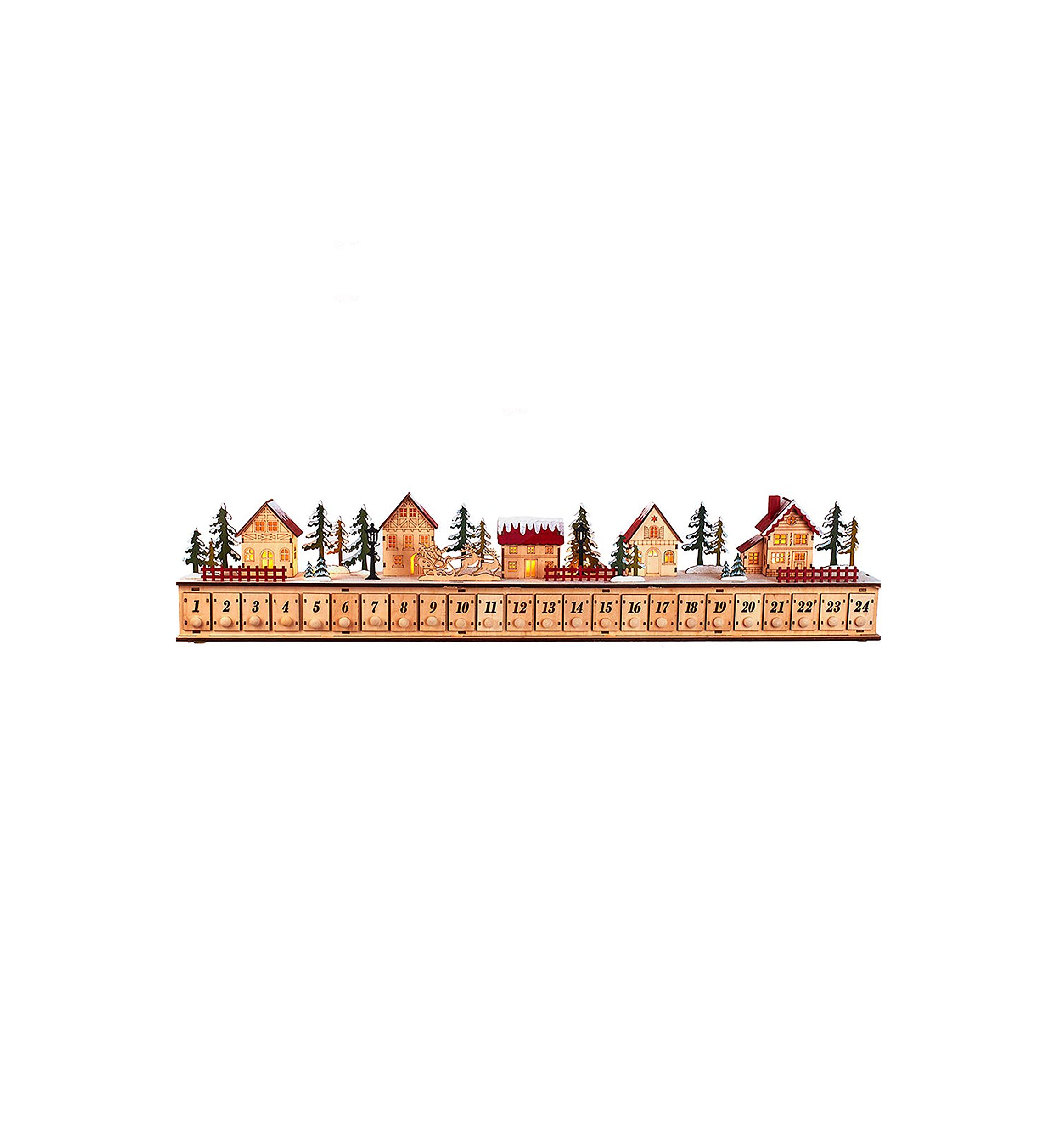 6.7-Inch Light-Up Christmas Village With Advent Calender