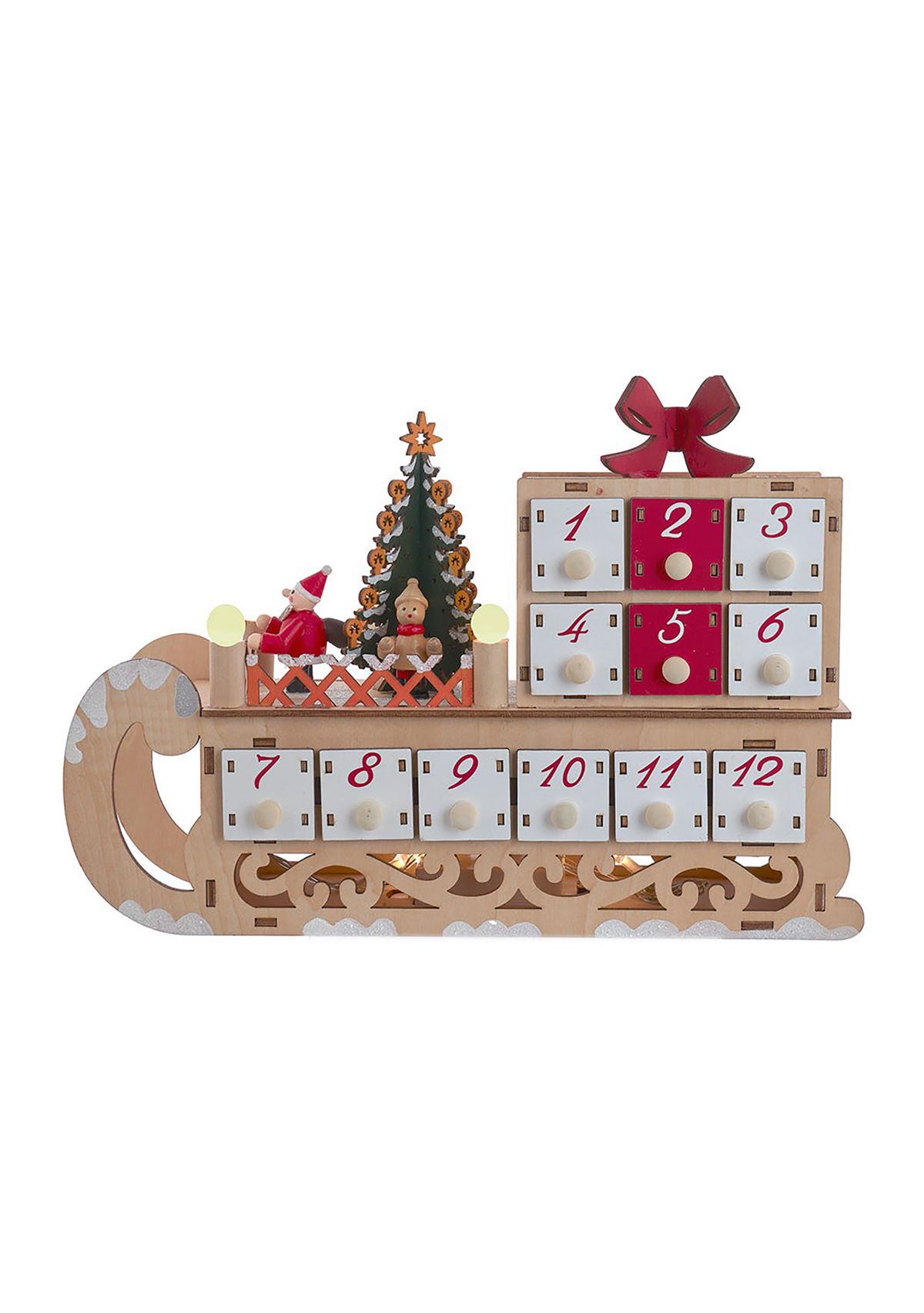 8.30-Inch Battery Operated 6-light LED Santa Sleigh With Advent Calendar