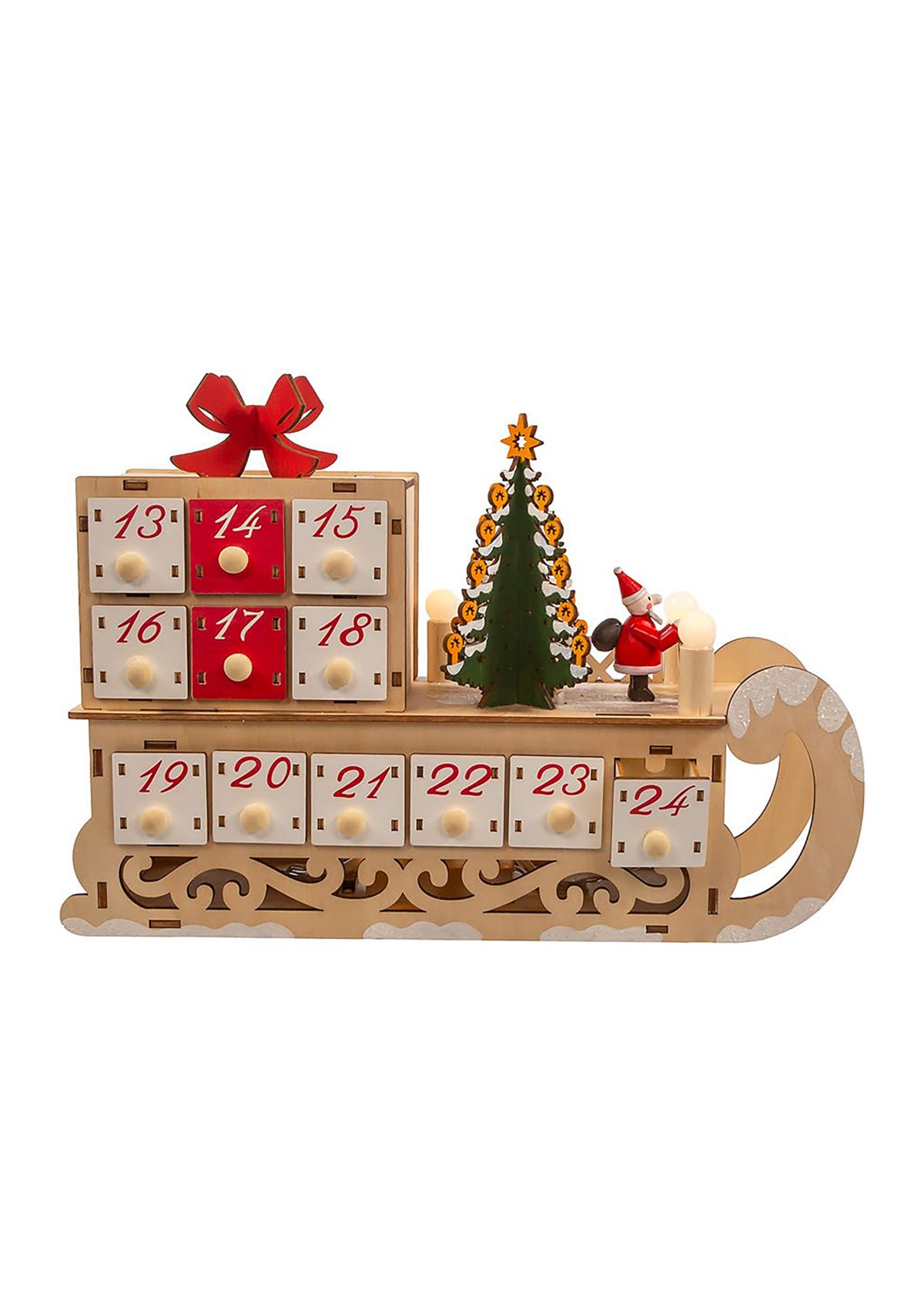8.30-Inch Battery Operated 6-light LED Santa Sleigh With Advent Calendar