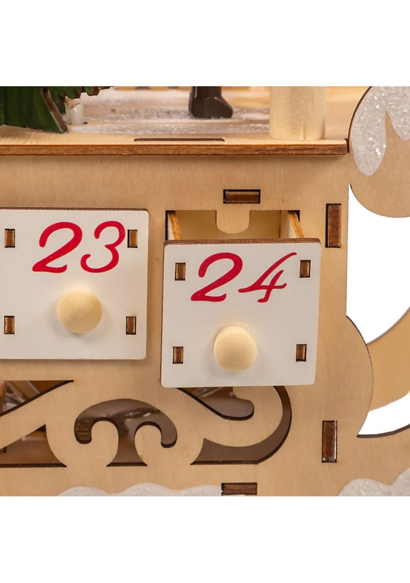 8.30-Inch Battery Operated 6-light LED Santa Sleigh With Advent Calendar