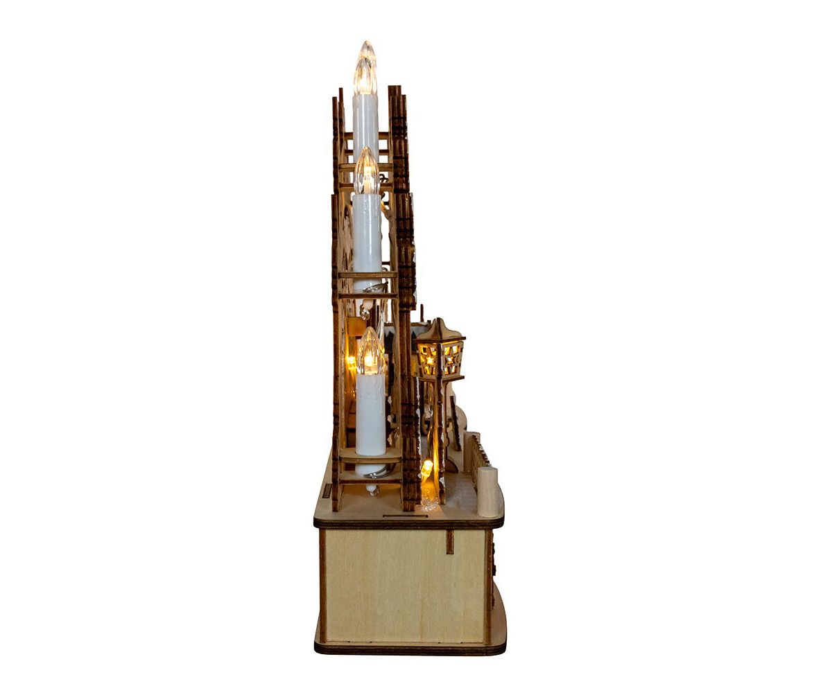 Kurt Adler 17.72-Inch Wooden LED Light-Up Christmas Village With Candle