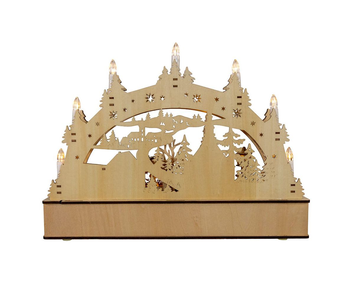 Kurt Adler 17.72-Inch Wooden LED Light-Up Christmas Village With Candle