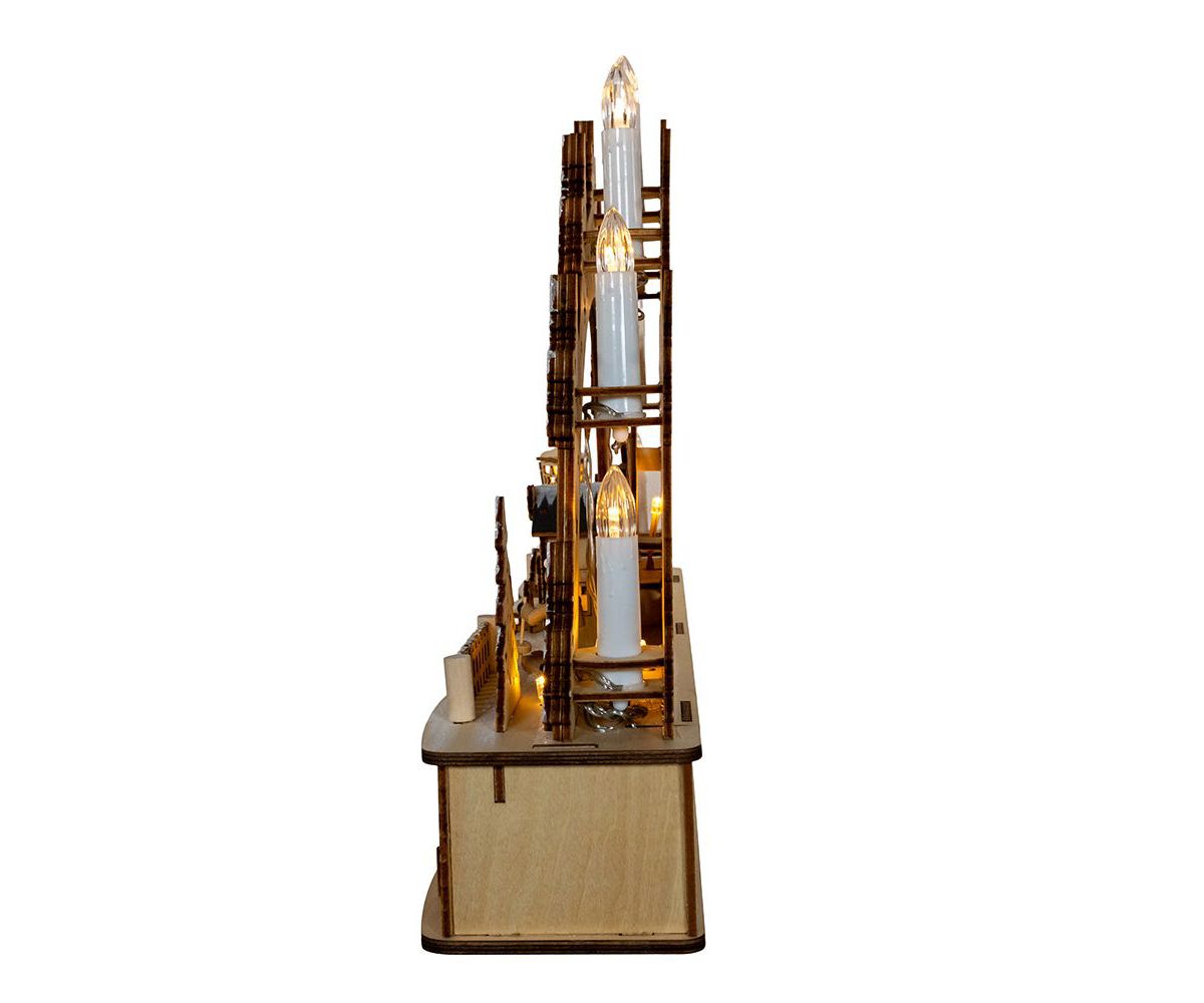 Kurt Adler 17.72-Inch Wooden LED Light-Up Christmas Village With Candle