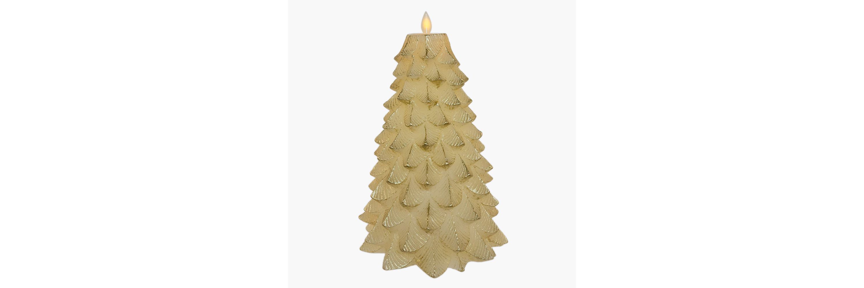 Kurt Adler 9-Inch Battery Operated Gold Christmas Tree Candle with LED Flicker Flame