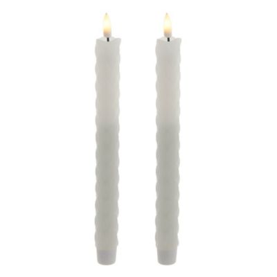 Kurt S. Adler Kurt Adler 9.7-Inch Battery Operated LED Flicker Flame Diamond Shaped Taper Candle Set, White