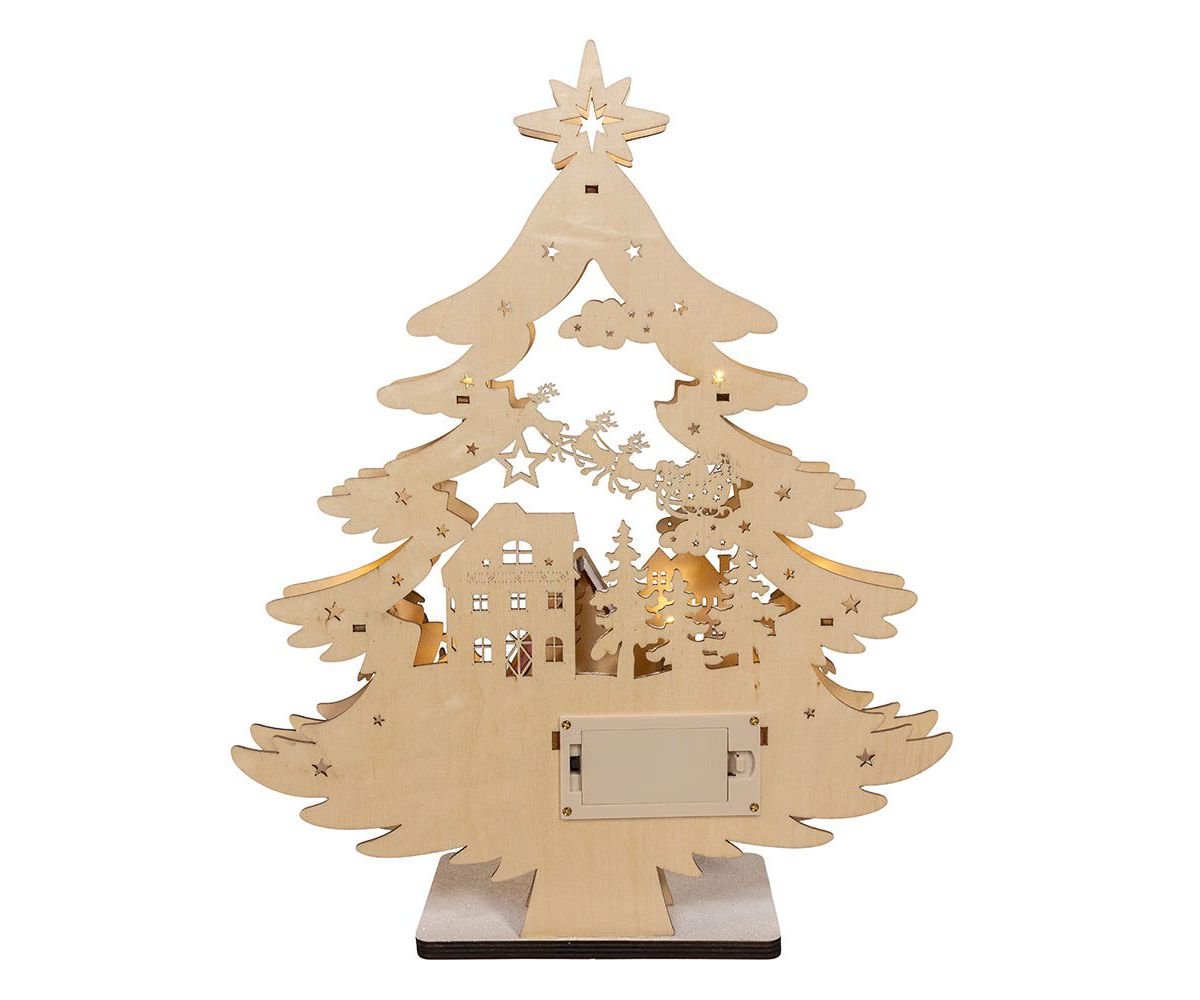 15-Inch Battery Operated 10-Light Tree With Village Scene