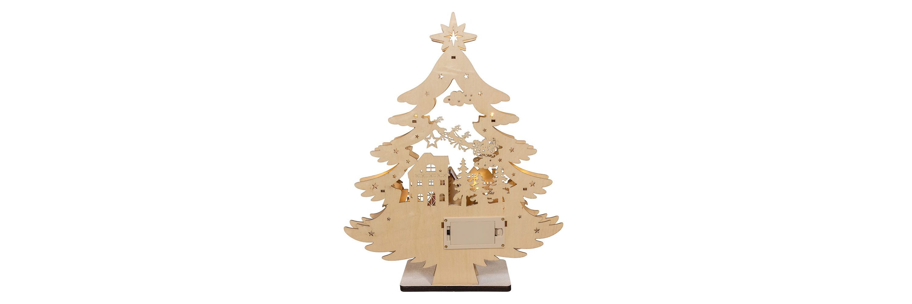 15-Inch Battery Operated 10-Light Tree With Village Scene