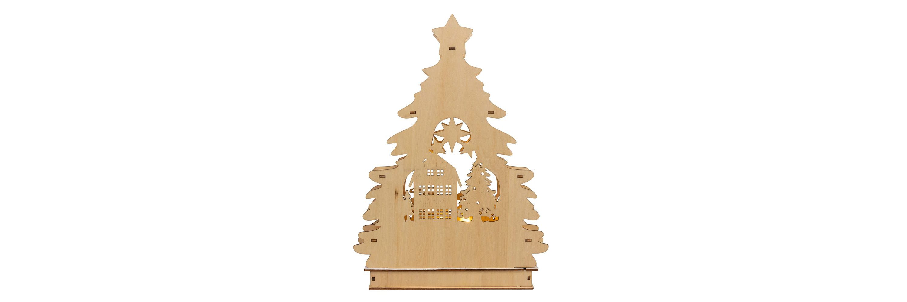 13-Inch Battery Operated LED Lighted Tree With Village Scene Table Piece