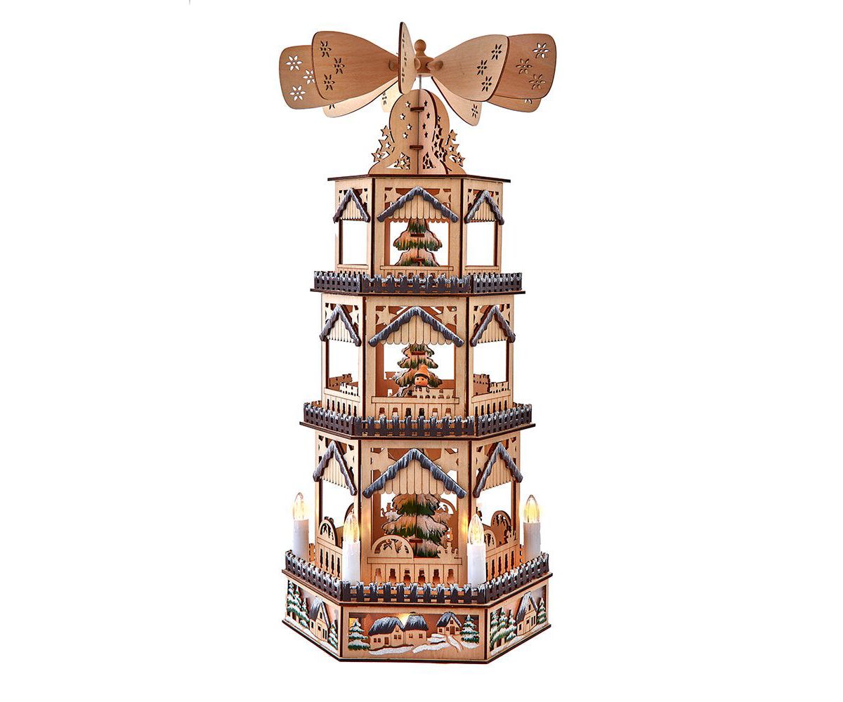 19.29-Inch Battery Operated LED Lighted 3-Story Tower Windmill Table Piece