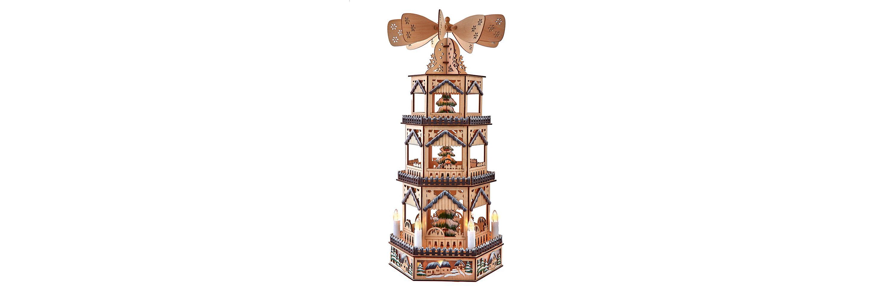 19.29-Inch Battery Operated LED Lighted 3-Story Tower Windmill Table Piece