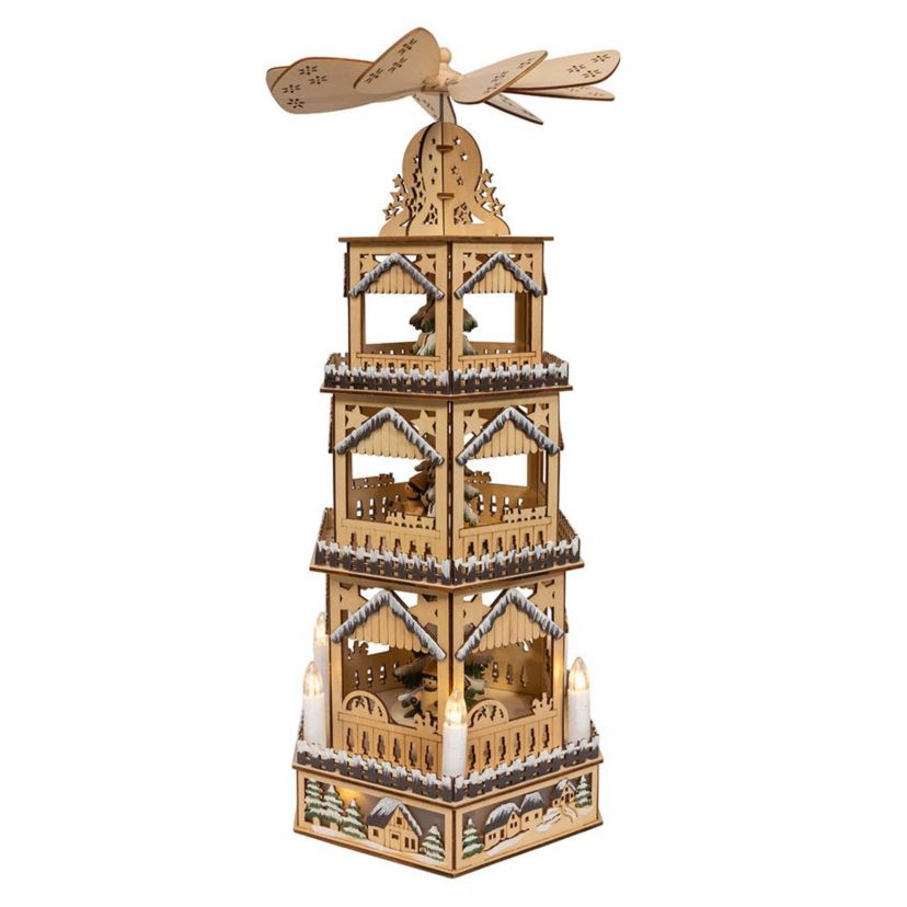 19.29-Inch Battery Operated LED Lighted 3-Story Tower Windmill Table Piece