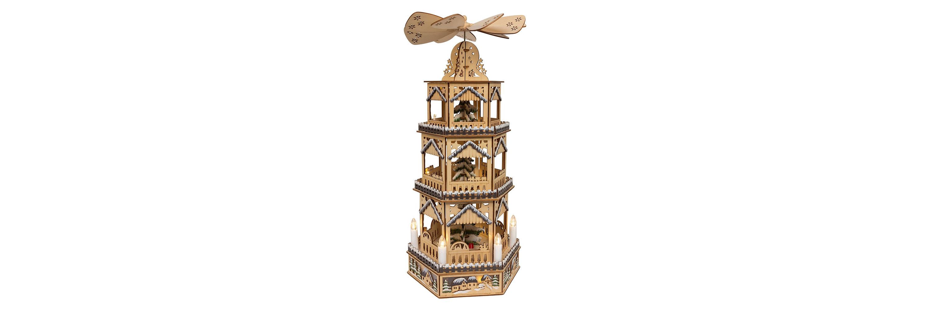 19.29-Inch Battery Operated LED Lighted 3-Story Tower Windmill Table Piece