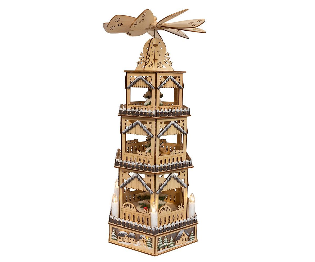 19.29-Inch Battery Operated LED Lighted 3-Story Tower Windmill Table Piece