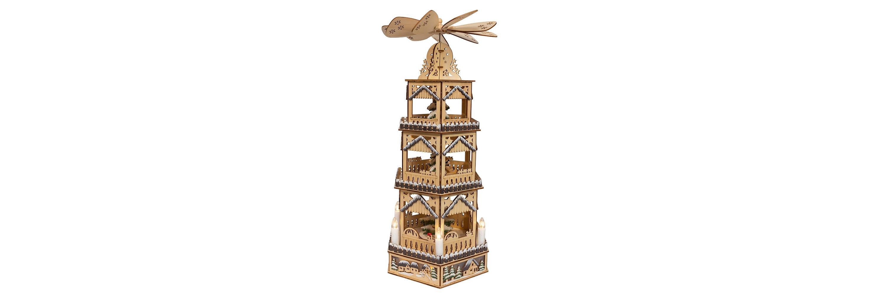 19.29-Inch Battery Operated LED Lighted 3-Story Tower Windmill Table Piece