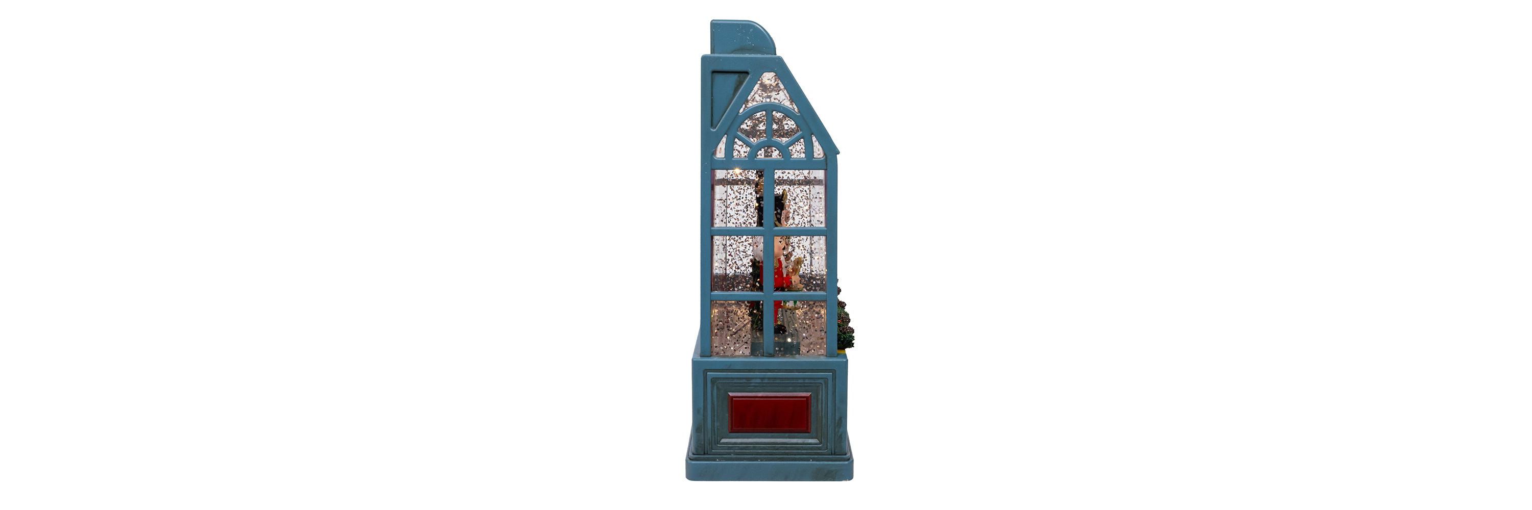 enchanting 8.375-Inch Battery Operated USB LED Lighted Christmas Shop With Spinning Glitter Water