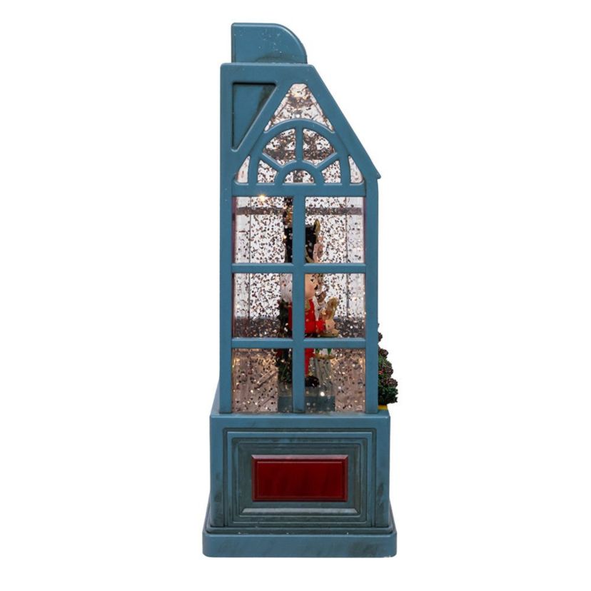 enchanting 8.375-Inch Battery Operated USB LED Lighted Christmas Shop With Spinning Glitter Water