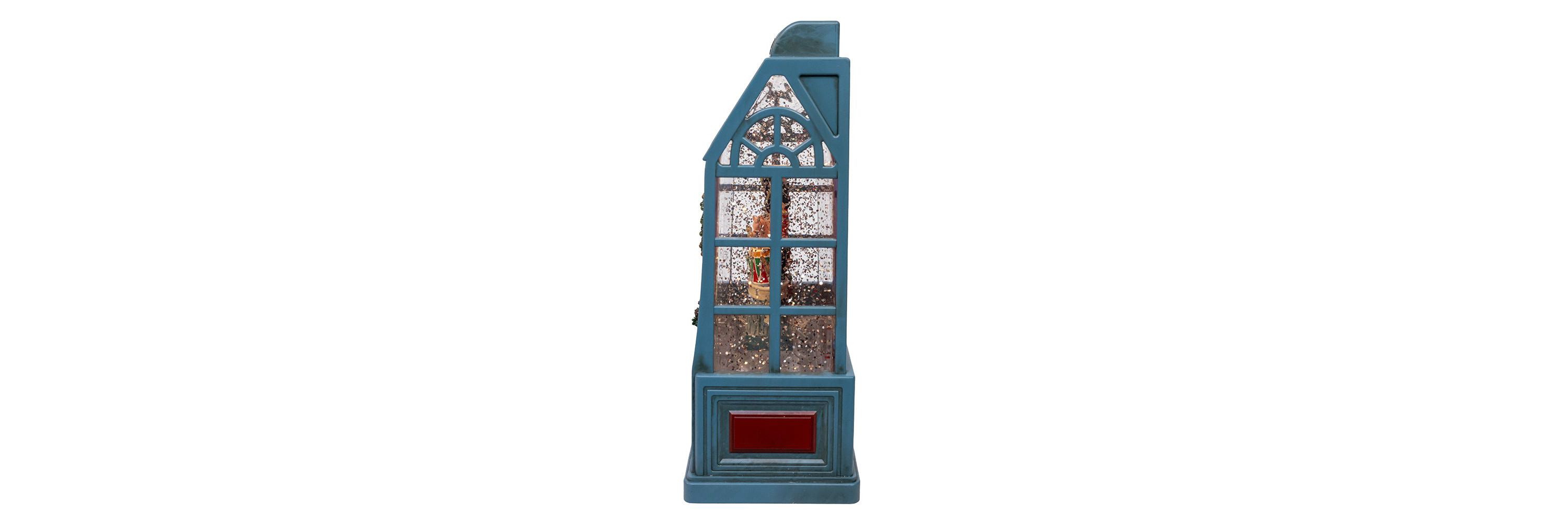 enchanting 8.375-Inch Battery Operated USB LED Lighted Christmas Shop With Spinning Glitter Water
