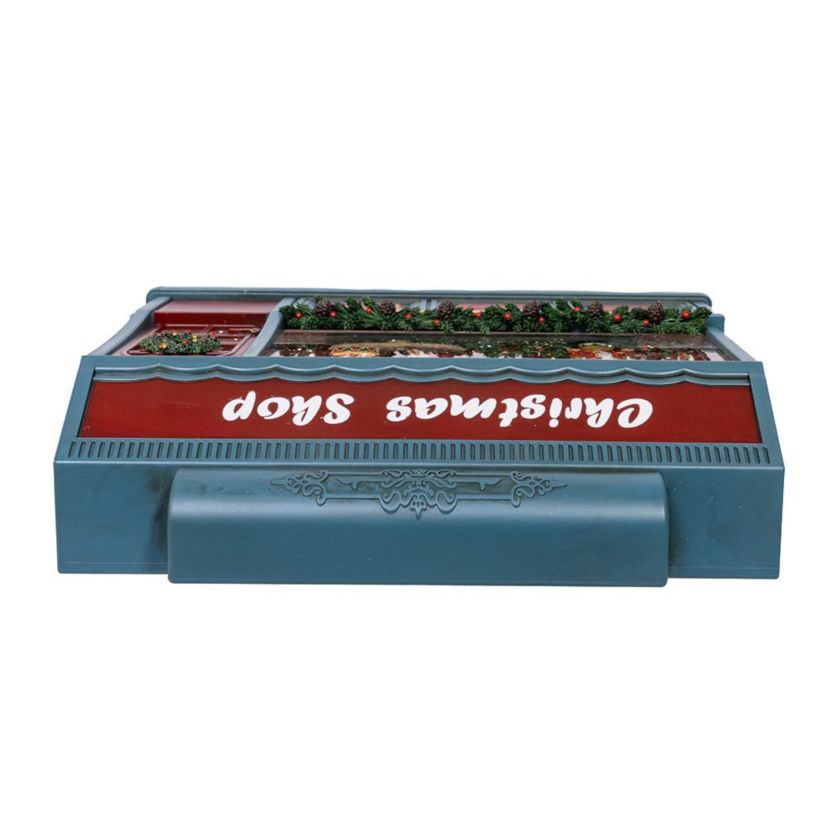 enchanting 8.375-Inch Battery Operated USB LED Lighted Christmas Shop With Spinning Glitter Water