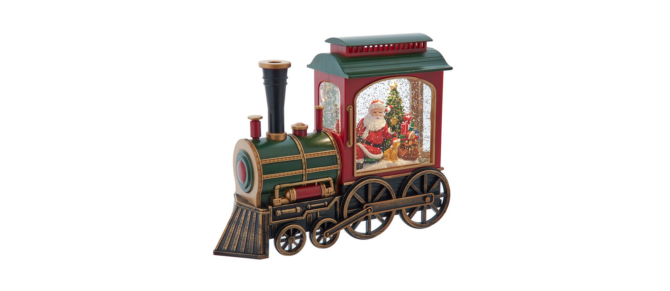 7.625-Inch Battery Operated LED Lighted Santa Train With Spinning Glitter Water
