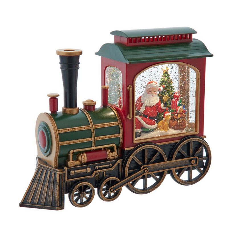 7.625-Inch Battery Operated LED Lighted Santa Train With Spinning Glitter Water
