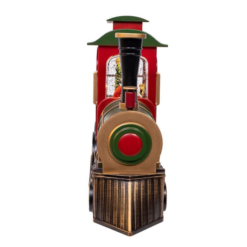 7.625-Inch Battery Operated LED Lighted Santa Train With Spinning Glitter Water
