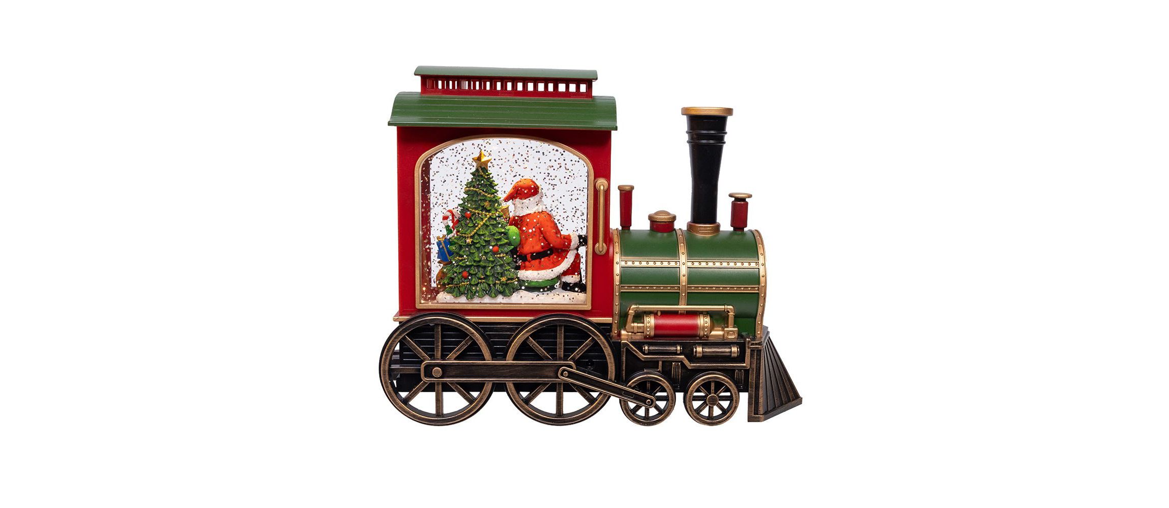 7.625-Inch Battery Operated LED Lighted Santa Train With Spinning Glitter Water