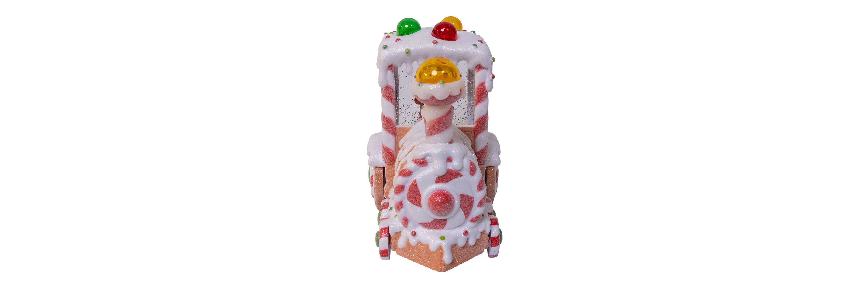 7.5-Inch Battery Operated USB LED Lighted Santa Train Lantern with Spinning Glitter Water.