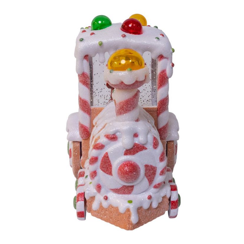 7.5-Inch Battery Operated USB LED Lighted Santa Train Lantern with Spinning Glitter Water.