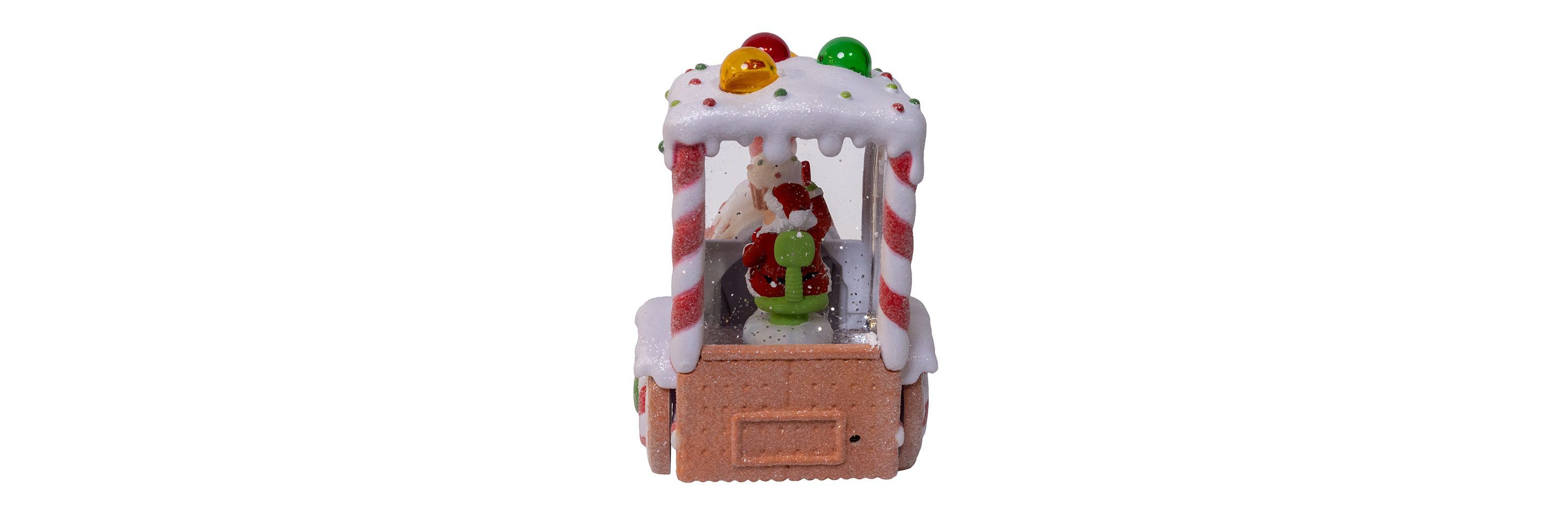 7.5-Inch Battery Operated USB LED Lighted Santa Train Lantern with Spinning Glitter Water.
