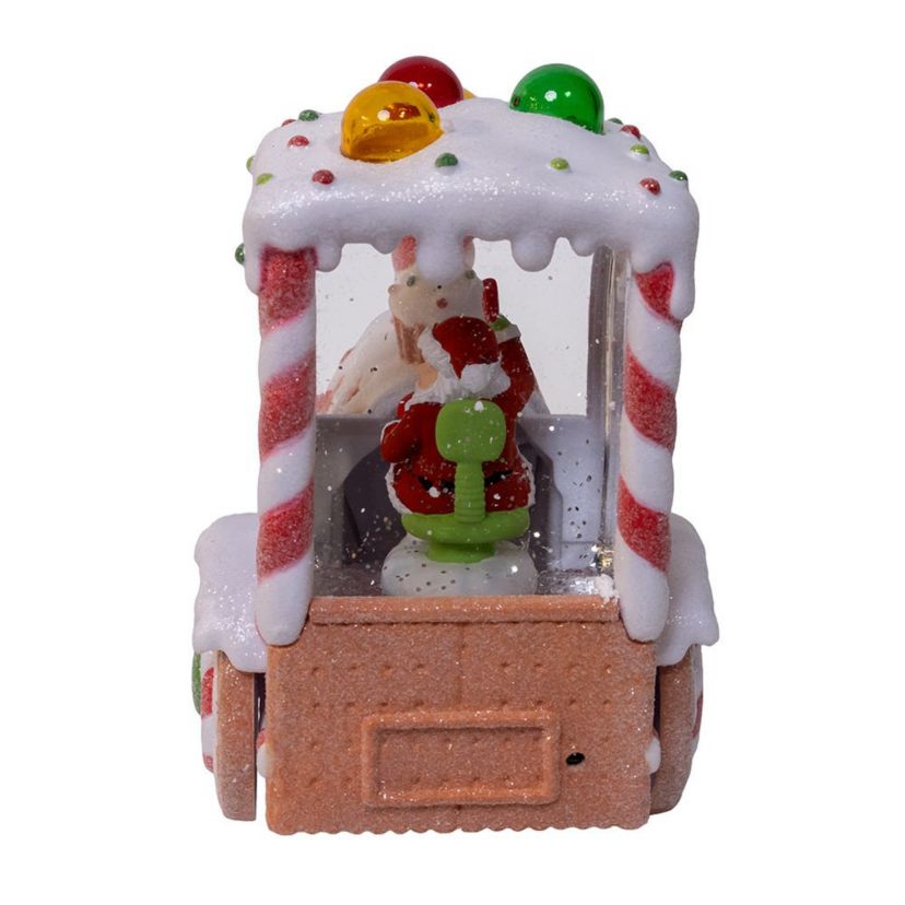 7.5-Inch Battery Operated USB LED Lighted Santa Train Lantern with Spinning Glitter Water.