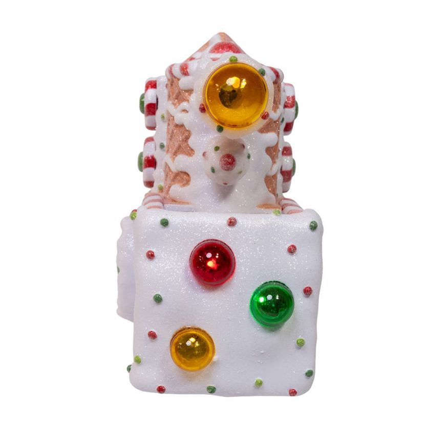 7.5-Inch Battery Operated USB LED Lighted Santa Train Lantern with Spinning Glitter Water.