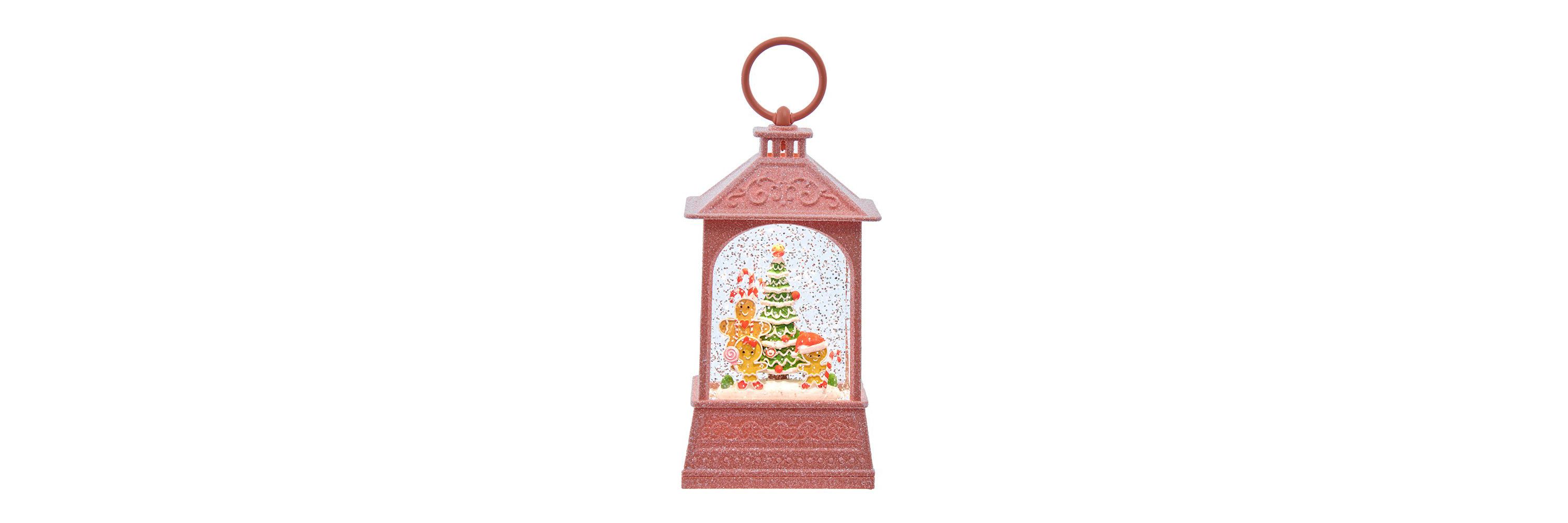 8.37-Inch Battery-Operated USB LED Lighted Gingerbread Water Lantern