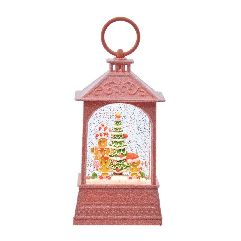 8.37-Inch Battery-Operated USB LED Lighted Gingerbread Water Lantern