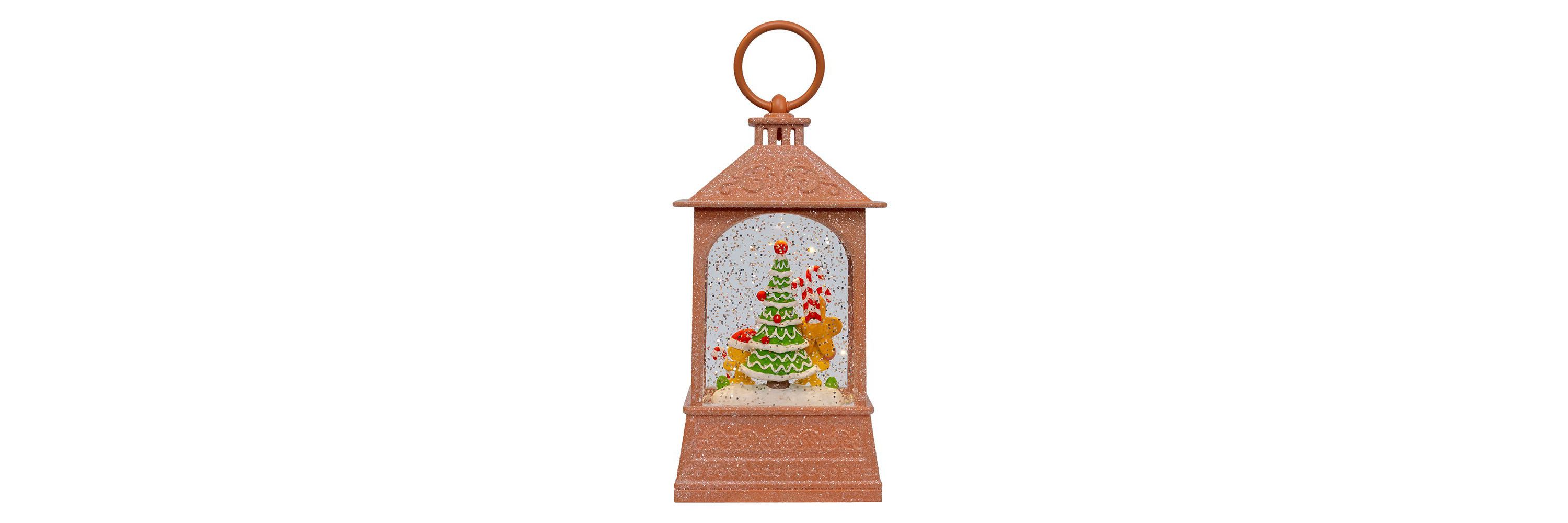 8.37-Inch Battery-Operated USB LED Lighted Gingerbread Water Lantern
