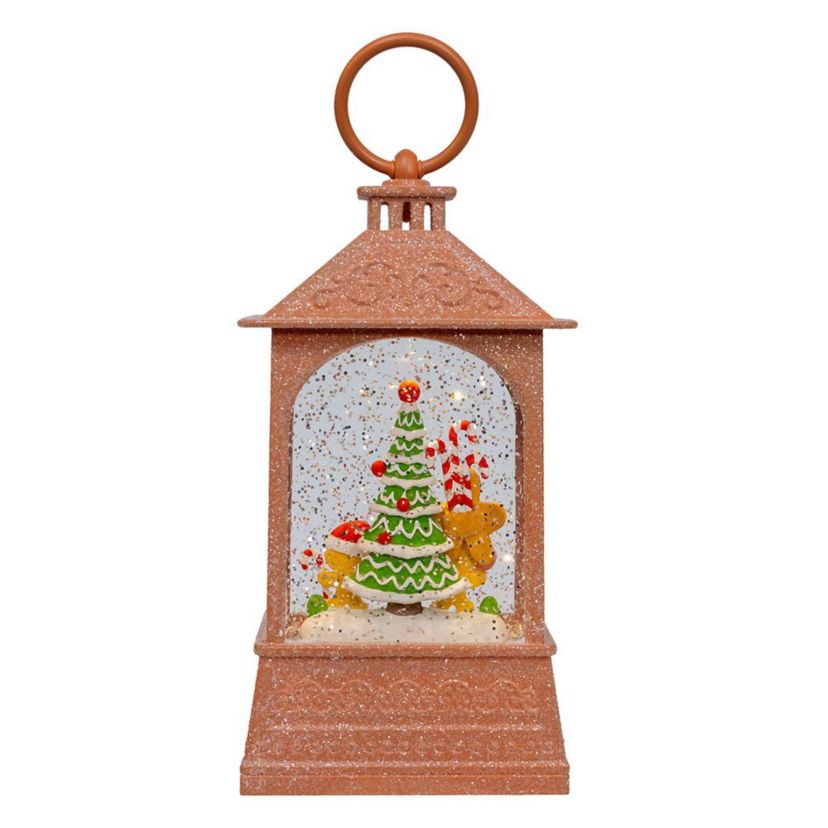 8.37-Inch Battery-Operated USB LED Lighted Gingerbread Water Lantern