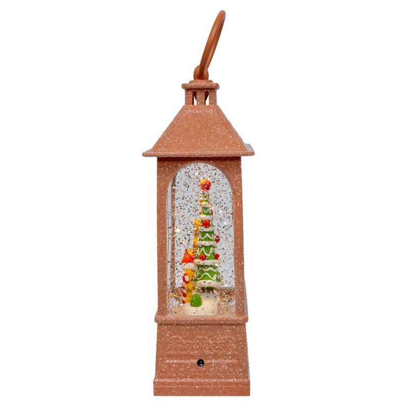 8.37-Inch Battery-Operated USB LED Lighted Gingerbread Water Lantern