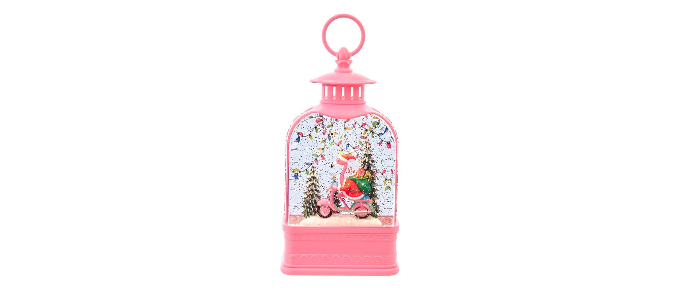 9.75-Inch Battery Operated USB LED Lighted Flamingo Riding Motorcycle Water Lantern