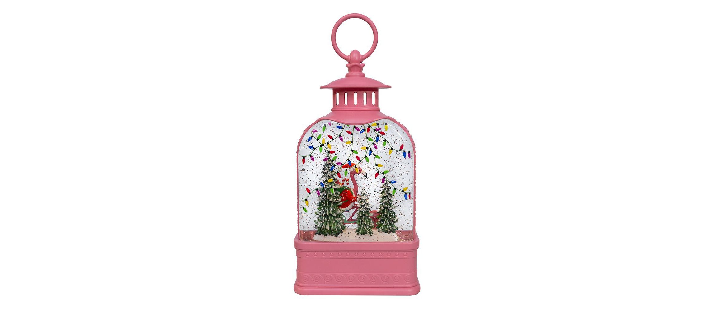 9.75-Inch Battery Operated USB LED Lighted Flamingo Riding Motorcycle Water Lantern