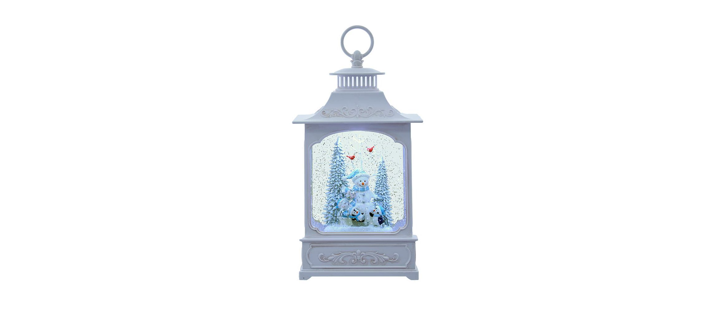 12.75-Inch Battery Operated USB LED Lighted Snowmen and Penguins Water Lantern